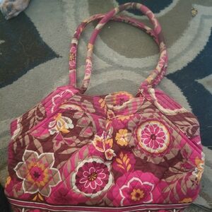Vera Bradley Pink and Brown Floral Shoulder Bag